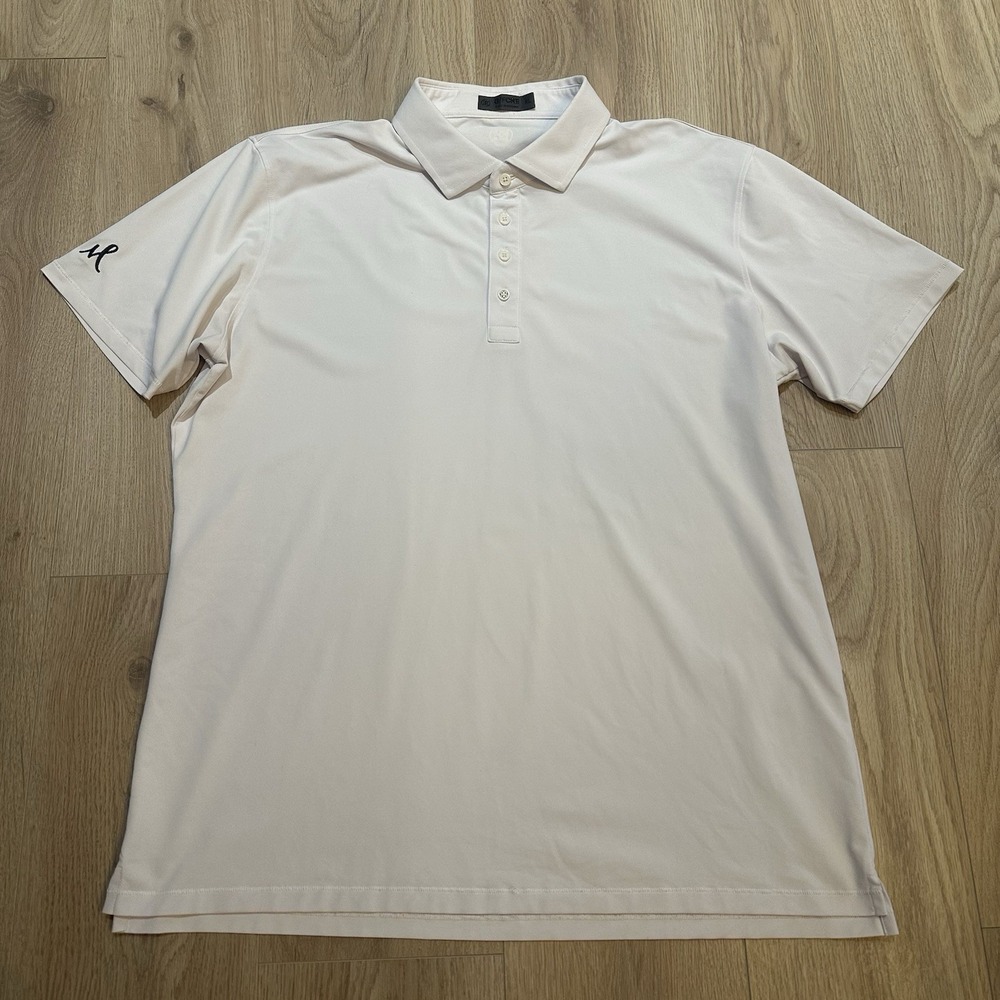 G/Fore Men's Size XL Short Sleeve Golf Polo Shirt Solid White Mallon Logo??